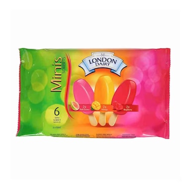 لندن ديري مينيس آيس كريم شربات متنوع 50 مل × 6 قطع