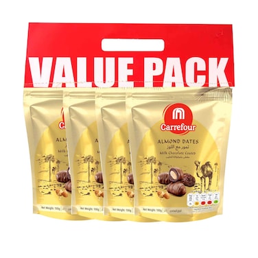 ماف كارفور تمر اللوز مع شوكولاتة الحليب 100 جرام × 4