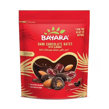 بايارا تمر شوكولاتة داكنة مع اللوز 250 جرام