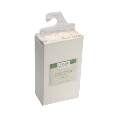 Valentini Bianco Single Size Fitted Sheet 100x200+35cm Plain Cream