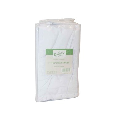 Plain Fitted Sheet Single 1Pc 100X200+35cm White