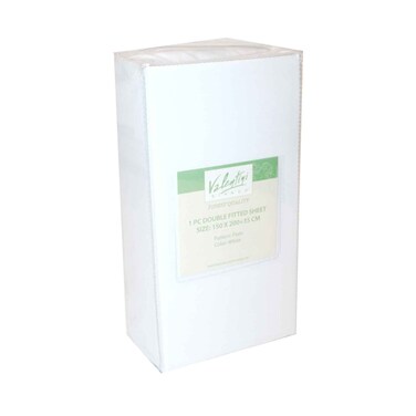 Plain Fitted Sheet Double 1 Piece 150X20035Cm White