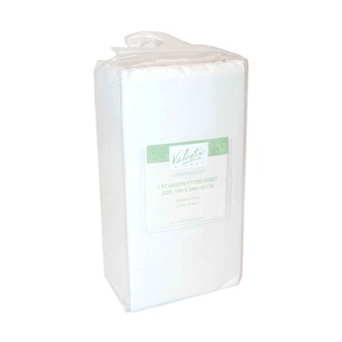 Plain Fitted Sheet Queen 1 Piece 180X20035Cm Cream