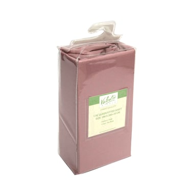 Valentini Bianco Queen Size Fitted Sheet 180x200+35cm Plain Tea Rose