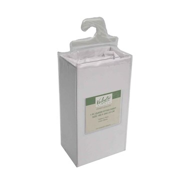 Valentini Bianco Queen Size Fitted Sheet 180x200+35cm Plain White