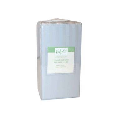 Stripe Flat Sheet King 1 Piece 259X274Cm Light Grey