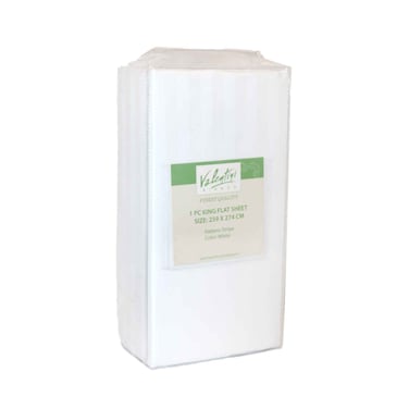 Stripe Flat Sheet King 1 Piece 259X274Cm White
