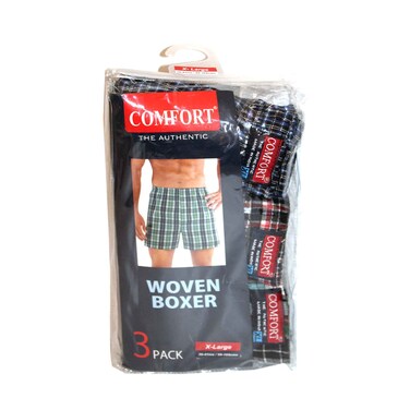 Comfort Men's Woven Boxer Short 3 Pack, Size XL Assorted No Refund/Exchange for Hygienic Item