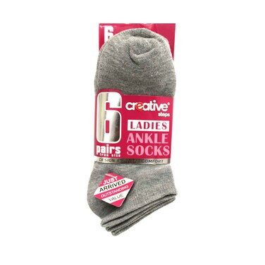 Creative Steps Ladies Ankle Socks CL6-M Assorted 6 Pairs (No Refund/Exchange for Hygienic Item)