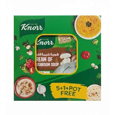شوربة كنور، للغداء أو العشاء أو الوجبات الخفيفة، كريمة الفطر، بدون مواد حافظة مضافة، 53 جرام، عبوة من 6 + وعاء