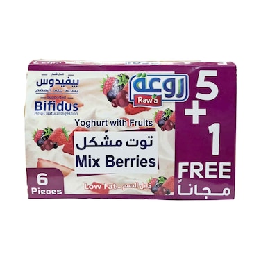 زبادي راوا بنكهة التوت المختلط 150 جرام × 6 قطع