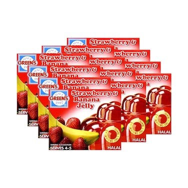 Greens Strawberry &amp; Banana Jelly Powder 85gx12 Pieces