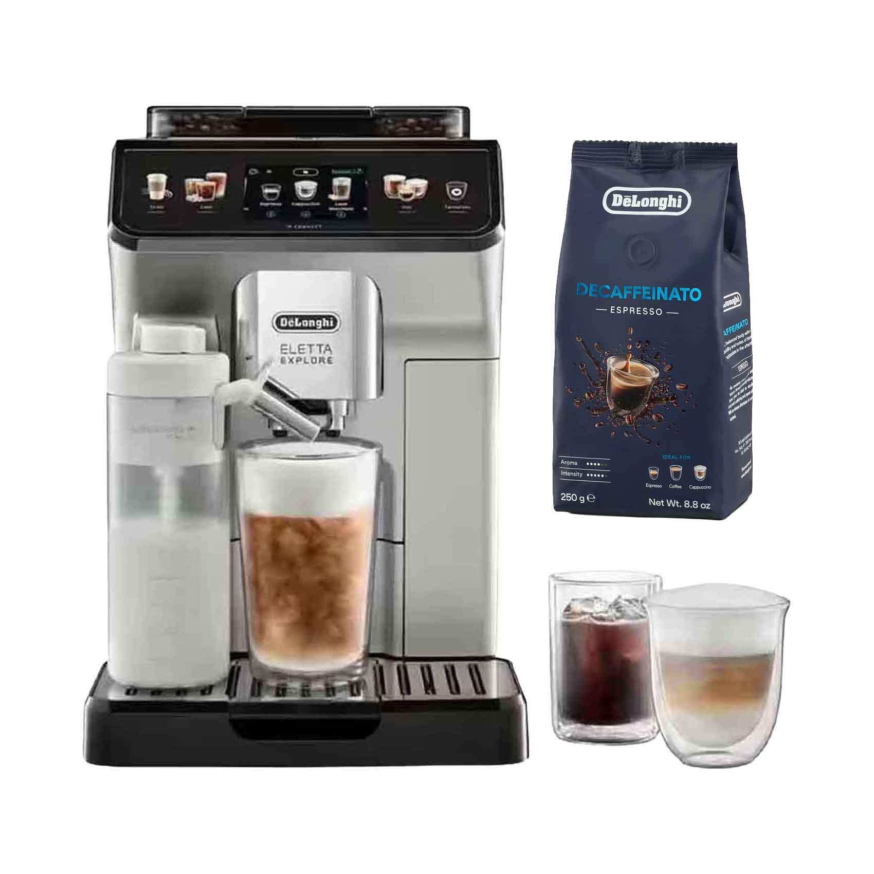 DeLonghi Coffee Maker Eletta Cold Brew Automatic ECAM450.65 Silver + Free 250G Delonghi Coffee Beans