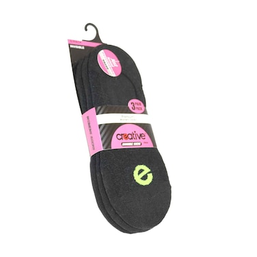 Creative Ladies Invisible Socks 3 Pairs DBW12 Black No Refund/Exchange for Hygienic Item