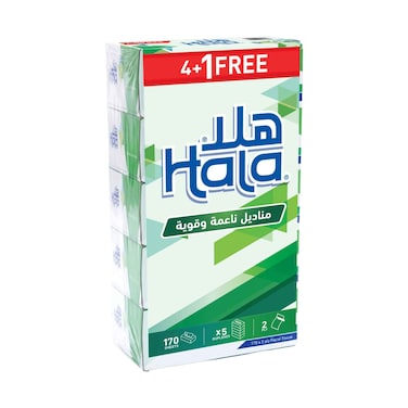 Sanita Hala White Facial Tissue 2 Ply 170 Sheets Pack of 5