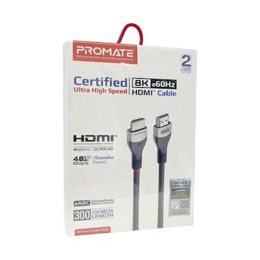 Promate Ultra-High Definition 4K@60Hz HDMI Audio Video Cable ,3M | PRIMELINK8K-300