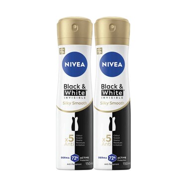 Nivea Deodorant Spray Female Invisible Black &amp; White 150mlx2 Pieces