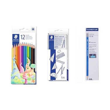 Norica 1 Box Pencil Set 12 Pieces, Noris Math Set Box 12 Pieces, Staedtler Colour Pencil 12 Pieces
