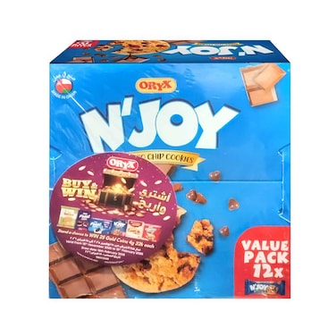 Oryx N'Joy Choco Chip Cookies 36gx12 Pieces