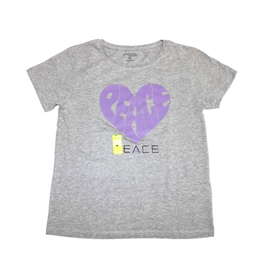 تي شيرت نسائي بطبعة - رمادي - XS+