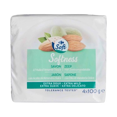 كارفور صابون لطيف للغاية بزيت اللوز الحلو 100 جرام × 4