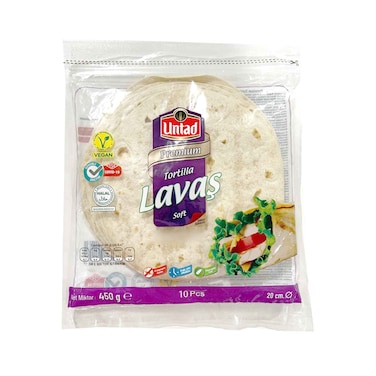 Untad Premium Tortilla Lavas Soft Bread 20cm, 10 Pieces, 450g