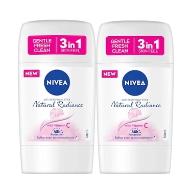 Nivea Deo Stick Anti Perspirant Natural Radiance With Vitamin C 50ml, Pack Of 2