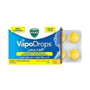 Vicks Vapodrops Honey Lemon &amp; Menthol 36 Lozenges