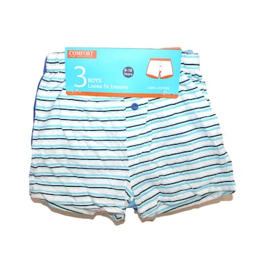 Comfort Boys Loose Fit Boxers 3 Pieces For 9-10 Years Old Assorted