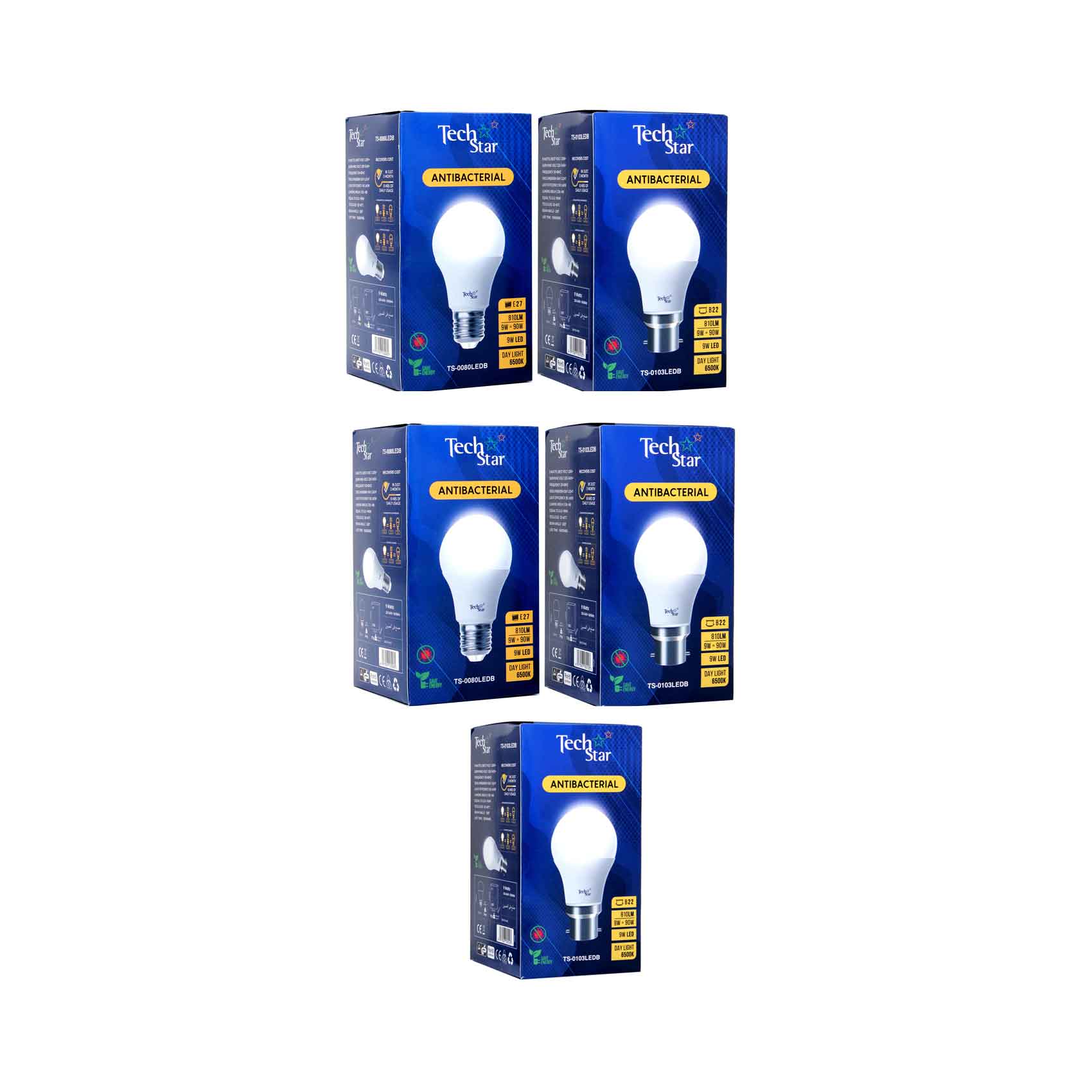 TECHSTAR LED BULB 5PCS SET 9W E27