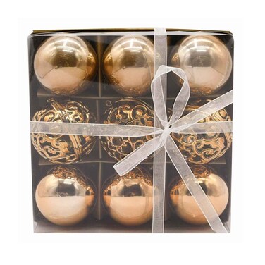 كرة زينة موسمية باللون النحاسي 6 سم مجموعة