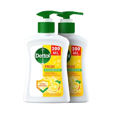 Dettol Fresh Liquid Handwash Pump Citrus &amp; Orange Blossom Scent 200mlx2 pieces