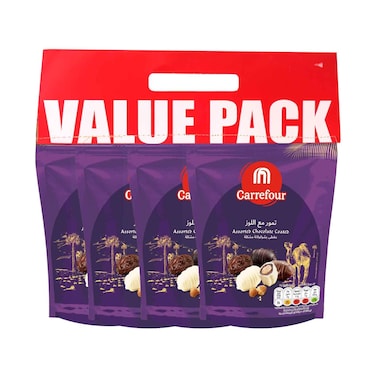 Maf Carrefour Assorted Chocolated Coated Dates 100gx4 Pieces