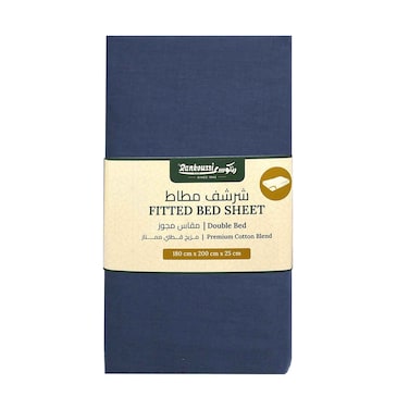 Rankoussi Fitted Bed Sheet, Double Bed Size, 180cmx200cmx25cm Navy Blue