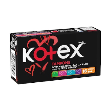 Kotex Tampons Extra Absorbent Leak Lock Line Normal 16 Pieces