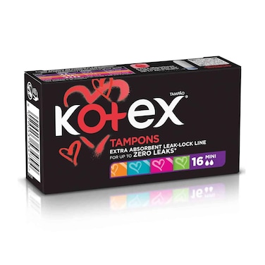 Kotex Tampons Extra Absorbent Leak Lock Line Mini 16 Pieces