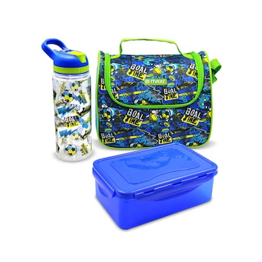 حقيبة غداء ماكسي مع صندوق غداء وزجاجة ماء لون أزرق