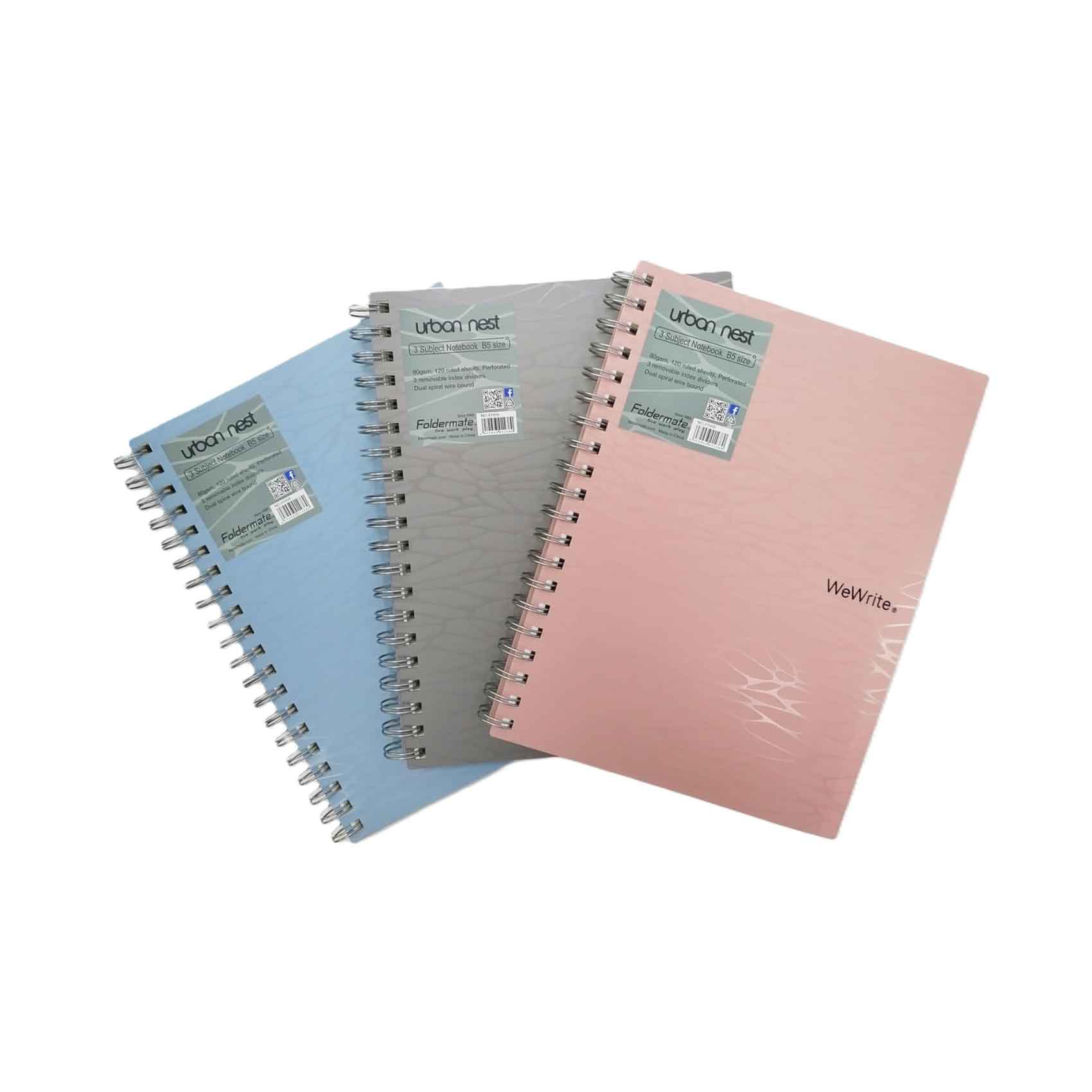 Urban Nest 3 Subject Notebook B5 120 Sheets Assorted
