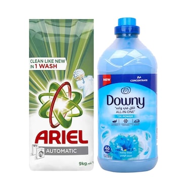 Ariel Detergent Powder Automatic Original 9kg &amp; Downy Concentrate Fabric Softener Valley Dew 1.84L