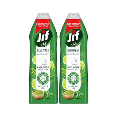 Jif Dishwashing Liquid Anti Odor With Matcha Tea &amp; Lime 670mlx2 Pieces