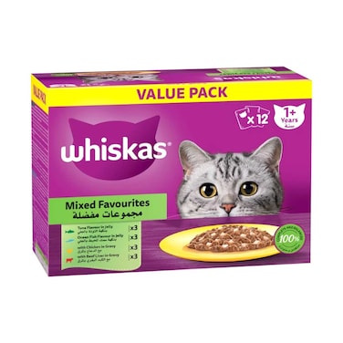 Whiskas Mixed Favourites Cat Wet Food 1 Years And Above 80g Pack of 12