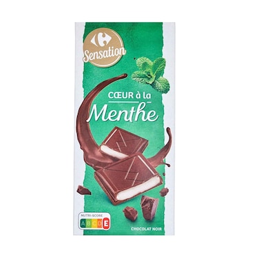 لوح شوكولاتة داكنة من كارفور سينسيشن بحشوة النعناع 150 غرام