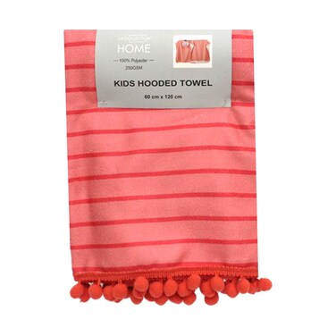 لا كوليكشن منشفة أطفال بغطاء رأس 100% بوليستر باللون الوردي 60×120 سم