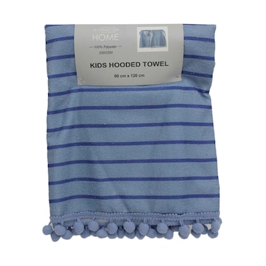 لا كوليكشن منشفة أطفال بغطاء رأس 100% بوليستر باللون الأزرق 60×120 سم