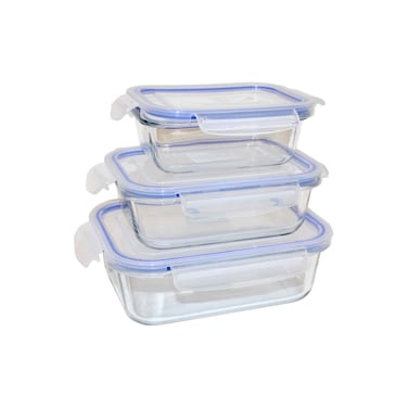 Zibo Woco Rectangular Food Glass Container 3PC Set