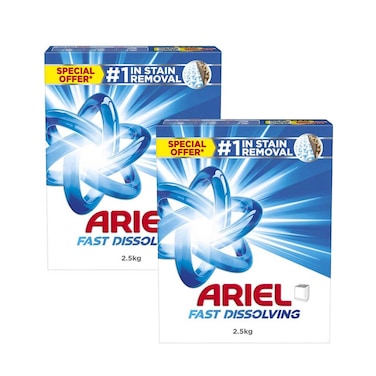 Ariel Fast Dissolving Detergent Powder 2.5kgx2 Pieces