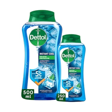 Dettol Cool Shower Gel &amp; Body Wash Menthol &amp; Eucalyptus Scent 500ml + 250ml
