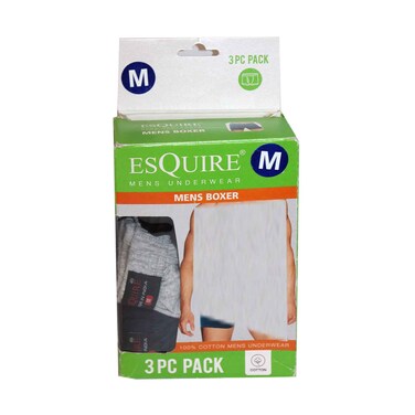 Esquire Men's Boxer 3 Pieces, Size Medium Assorted No Refund/Exchange for Hygienic Item