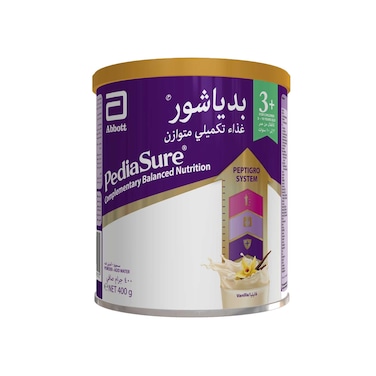 مسحوق حليب التغذية المتوازنة التكميلية بيدياشور 3+ بنكهة الفانيليا 400 جرام