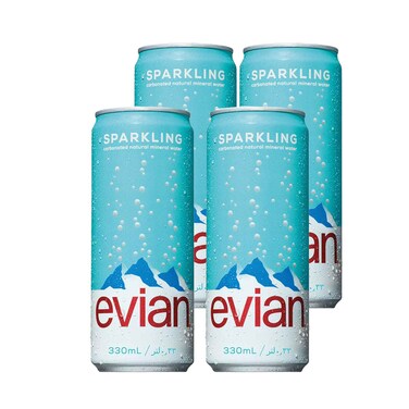 Evian Sparkling Mineral Water 330mlx4 Pieces
